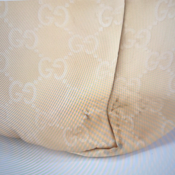 #0212 Gucci GG Beige Canvas & Baby Blue Leather Tote - Picture 11 of 11